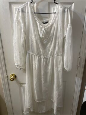 Sanctuary White Embroidered Gauze Mini Dress Boho Style D0289